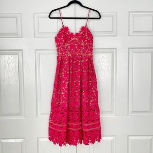 Self Portrait Red Azaelea Lace Midi Dress